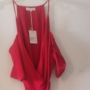 RED Satin Full-Length Cocktail Dress